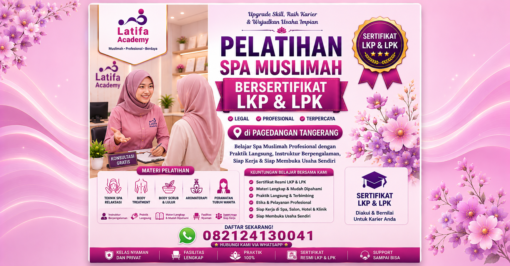 Pelatihan Spa Muslimah Bersertifikat LKP dan LPK di Pagedangan Tangerang 082124130041